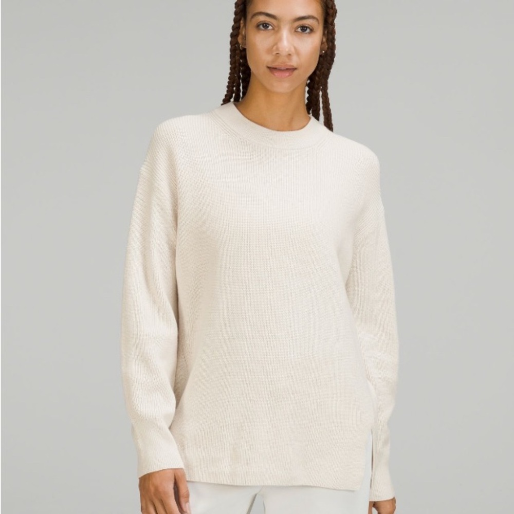Lululemon Textured Knit Crewneck Sweater. White Opal size 4